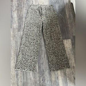 Leopard Print Wide Leg Pants - Neutral Animal Print